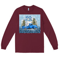 Burgundy hello winter snowman truck Long Sleeve Tee - AdoDesignShop