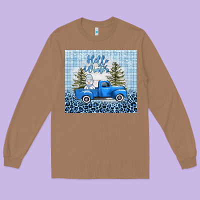 Hello Winter Snowman Truck Long Sleeve Tee Designed By Adodesignshop