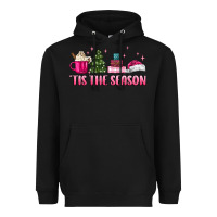 Black tis the season pink christmas Heavyweight Hoodie - MaliasSmallBusiness