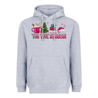 Heather Grey tis the season pink christmas Heavyweight Hoodie - MaliasSmallBusiness