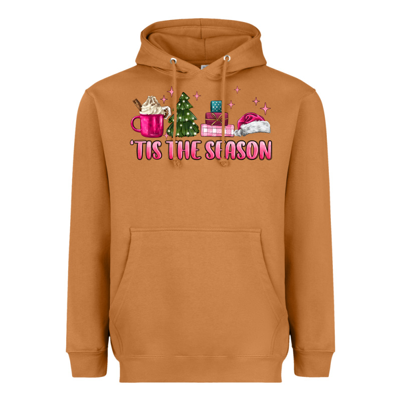 Tis The Season Pink Christmas Heavyweight Hoodie by MaliasSmallBusiness | Teevron