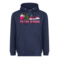 Navy tis the season pink christmas Heavyweight Hoodie - MaliasSmallBusiness