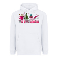 White tis the season pink christmas Heavyweight Hoodie - MaliasSmallBusiness