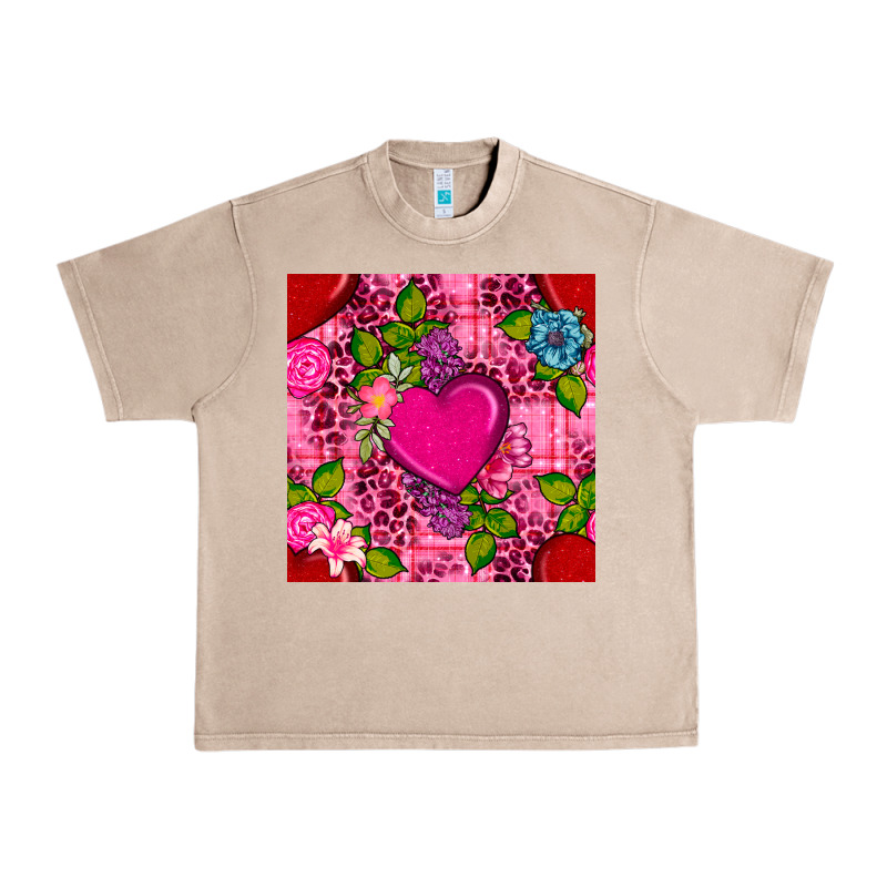 Valentines Day Flower Heart With Leopard Seamless Pattern Urban Heavy Tee by BundleAndBundleShop | Teevron