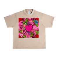 French Oak valentines day flower heart with leopard seamless pattern Urban Heavy Tee - BundleAndBundleShop