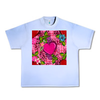 Grape Ice valentines day flower heart with leopard seamless pattern Urban Heavy Tee - BundleAndBundleShop