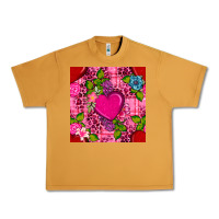 Peanut Butter valentines day flower heart with leopard seamless pattern Urban Heavy Tee - BundleAndBundleShop