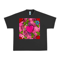 Pigment Black valentines day flower heart with leopard seamless pattern Urban Heavy Tee - BundleAndBundleShop