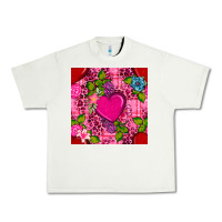Pistachio valentines day flower heart with leopard seamless pattern Urban Heavy Tee - BundleAndBundleShop