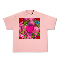 Salmon valentines day flower heart with leopard seamless pattern Urban Heavy Tee - BundleAndBundleShop