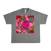 Tornado valentines day flower heart with leopard seamless pattern Urban Heavy Tee - BundleAndBundleShop