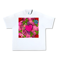 White valentines day flower heart with leopard seamless pattern Urban Heavy Tee - BundleAndBundleShop