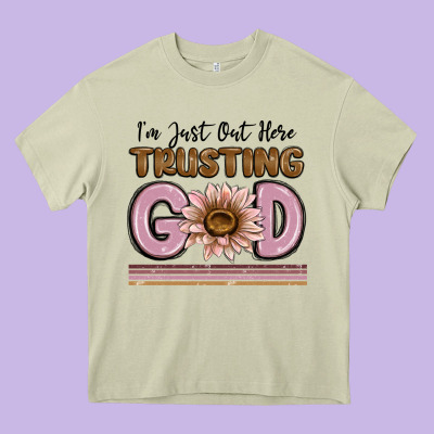 Im Just Out Here Trusting God Heavy Core Tee Designed By Maliassmallbusiness