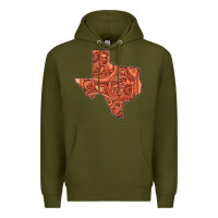 Army Green Texas Map Western Tooled Leather Pattern Premium Hoodie - Bettercallsaul