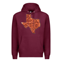 Burgundy Texas Map Western Tooled Leather Pattern Premium Hoodie - Bettercallsaul