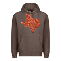 Coffee Texas Map Western Tooled Leather Pattern Premium Hoodie - Bettercallsaul