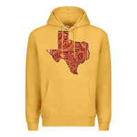 Mustard Texas Map Western Tooled Leather Pattern Premium Hoodie - Bettercallsaul