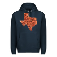 Navy Texas Map Western Tooled Leather Pattern Premium Hoodie - Bettercallsaul