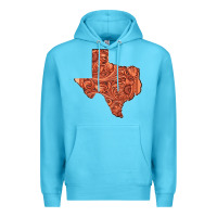 Ocean Blue Texas Map Western Tooled Leather Pattern Premium Hoodie - Bettercallsaul