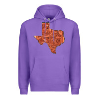 Purple Texas Map Western Tooled Leather Pattern Premium Hoodie - Bettercallsaul