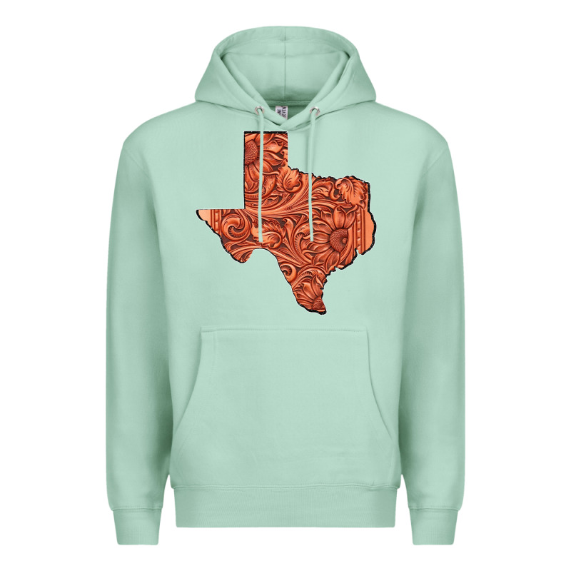 Texas Map Western Tooled Leather Pattern Premium Hoodie by Bettercallsaul | Teevron