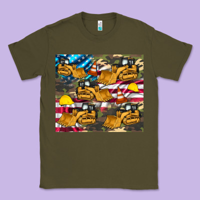 Bulldozer Camouflage American Flag Classic Tee Designed By Artiststas
