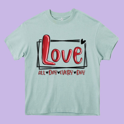Love All Day Every Day Hearts Heavy Core Tee Designed By Maliassmallbusiness
