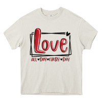 Cream love all day every day hearts Heavy Core Tee - MaliasSmallBusiness