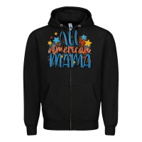 Black all american mama Zipper Hoodie - MaliasSmallBusiness