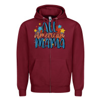 Burgundy all american mama Zipper Hoodie - MaliasSmallBusiness