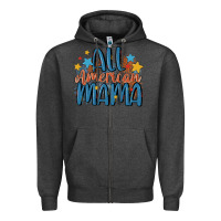 Charcoal Heather all american mama Zipper Hoodie - MaliasSmallBusiness