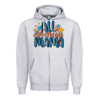 Heather Grey all american mama Zipper Hoodie - MaliasSmallBusiness
