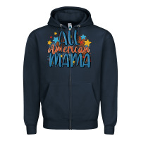 Navy all american mama Zipper Hoodie - MaliasSmallBusiness