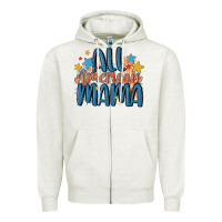 Oatmeal Heather all american mama Zipper Hoodie - MaliasSmallBusiness