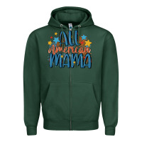 Sports Green all american mama Zipper Hoodie - MaliasSmallBusiness