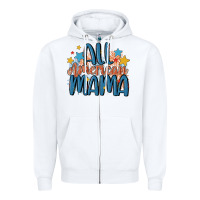 White all american mama Zipper Hoodie - MaliasSmallBusiness
