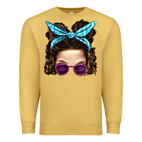Antique Gold Messy Bun Mom And Pink Leopard Sunglasses Premium Sweatshirt - BundleAndBundleShop