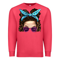 Cardinal Messy Bun Mom And Pink Leopard Sunglasses Premium Sweatshirt - BundleAndBundleShop