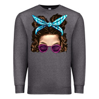 Charcoal Heather Messy Bun Mom And Pink Leopard Sunglasses Premium Sweatshirt - BundleAndBundleShop