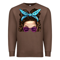 Chestnut Messy Bun Mom And Pink Leopard Sunglasses Premium Sweatshirt - BundleAndBundleShop