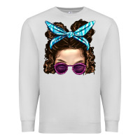 Dove Grey Messy Bun Mom And Pink Leopard Sunglasses Premium Sweatshirt - BundleAndBundleShop