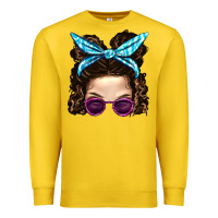 Lemon Messy Bun Mom And Pink Leopard Sunglasses Premium Sweatshirt - BundleAndBundleShop