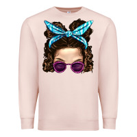 Pale Pink Messy Bun Mom And Pink Leopard Sunglasses Premium Sweatshirt - BundleAndBundleShop