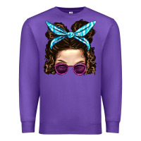 Purple Messy Bun Mom And Pink Leopard Sunglasses Premium Sweatshirt - BundleAndBundleShop