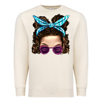 Sandshell Messy Bun Mom And Pink Leopard Sunglasses Premium Sweatshirt - BundleAndBundleShop