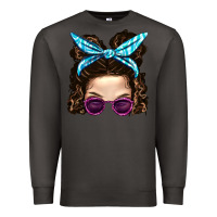Smoke Messy Bun Mom And Pink Leopard Sunglasses Premium Sweatshirt - BundleAndBundleShop
