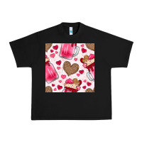 Black valentines day milkshake seamless pattern Urban Heavy Tee - BundleAndBundleShop