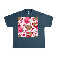 Midnight Navy valentines day milkshake seamless pattern Urban Heavy Tee - BundleAndBundleShop