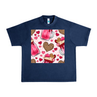 Navy valentines day milkshake seamless pattern Urban Heavy Tee - BundleAndBundleShop