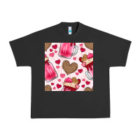 Pigment Black valentines day milkshake seamless pattern Urban Heavy Tee - BundleAndBundleShop